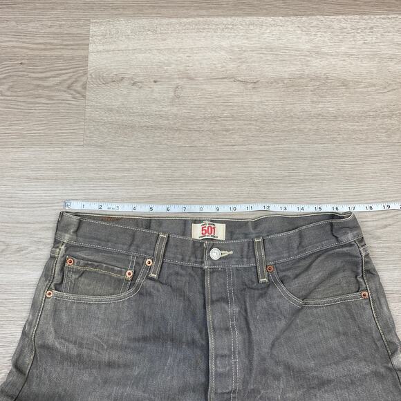 Vintage Y2K 501 Button Fly Straight Leg Gray Jeans Men's 34x29 - Picture 6 of 12